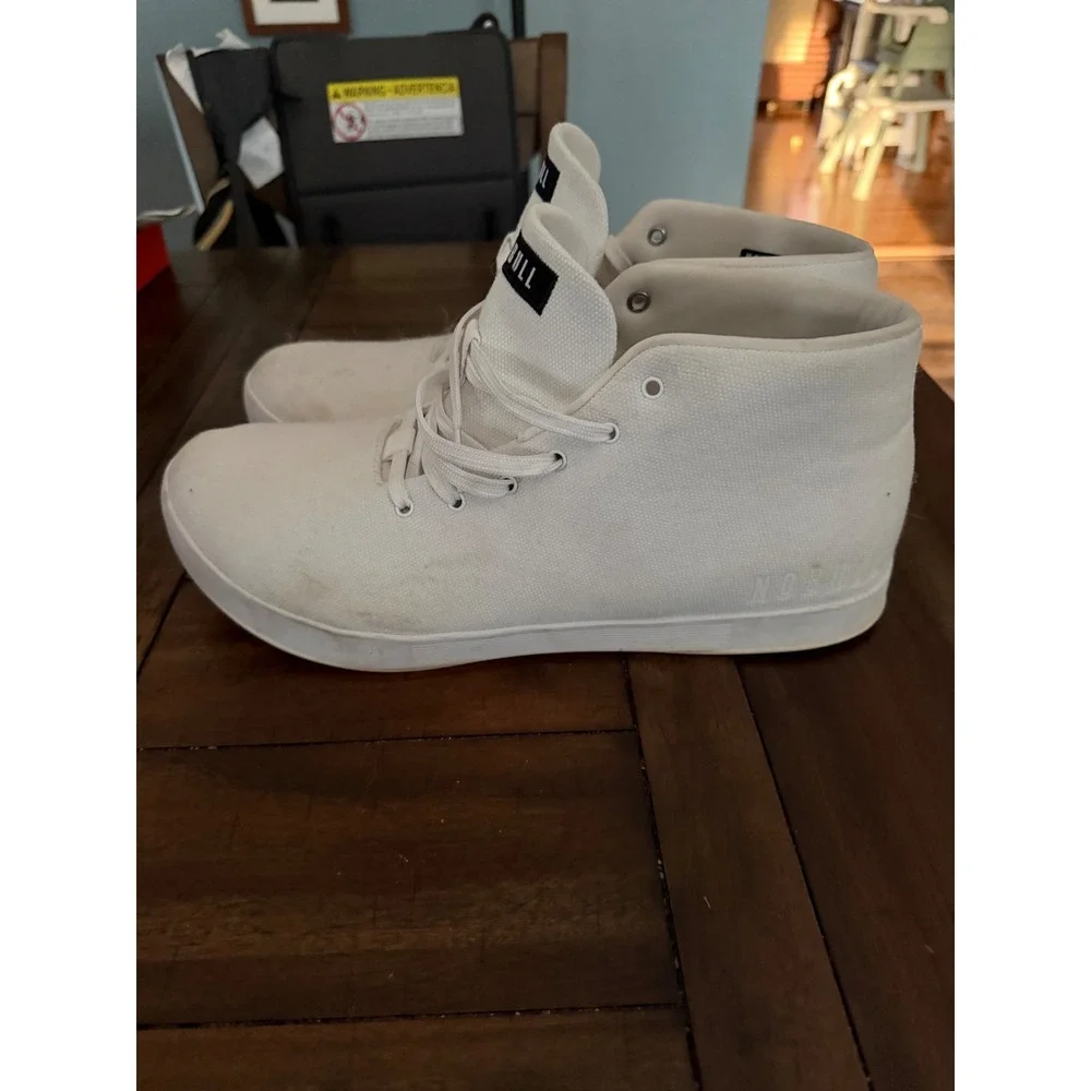 Nobull Canvas Mid Trainer Mens White High Top Training Shoes Sneakers
